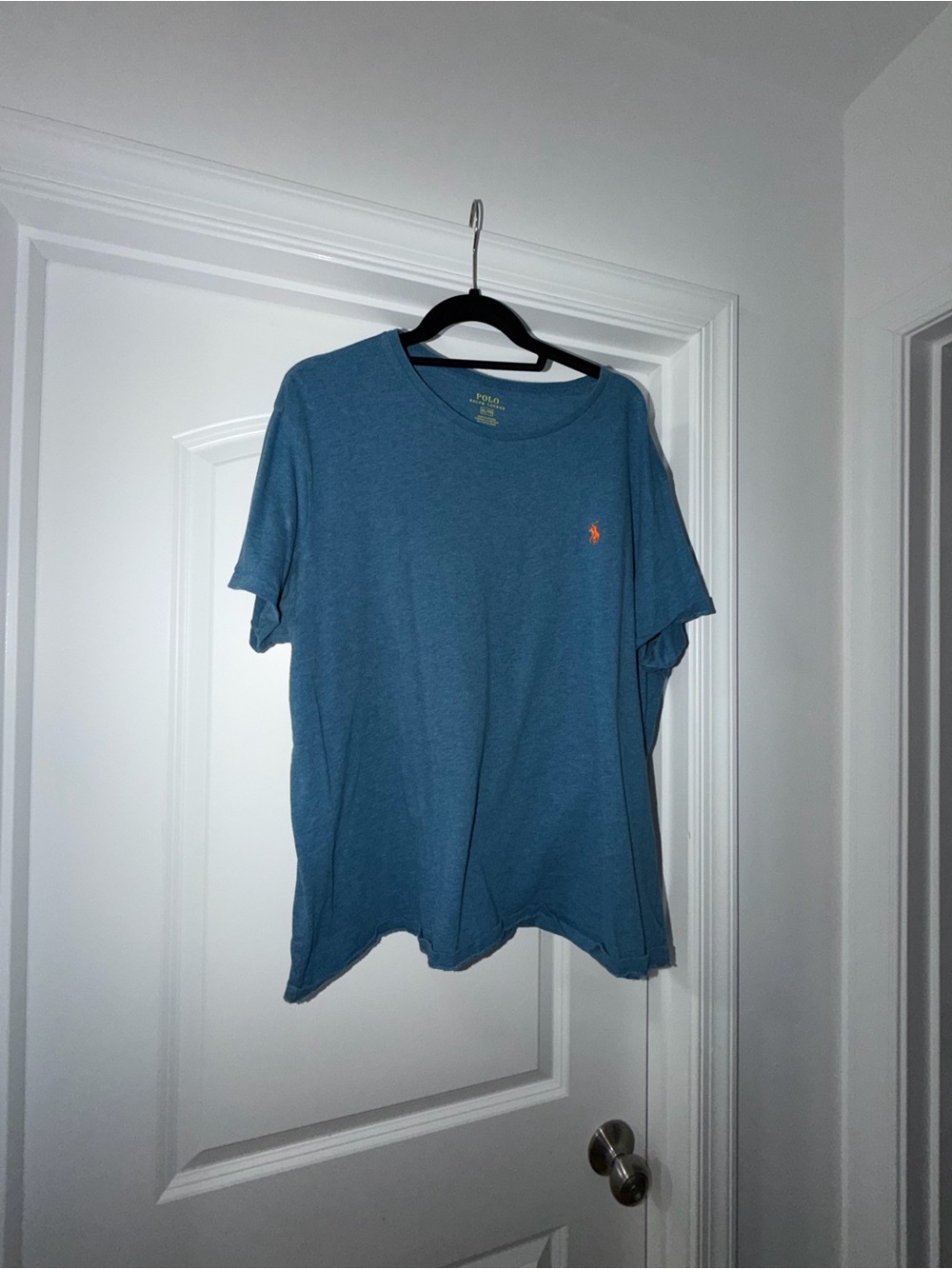 Polo by Ralph Lauren Short Sleeve Tee in Dusty Teal with Orange Pony
